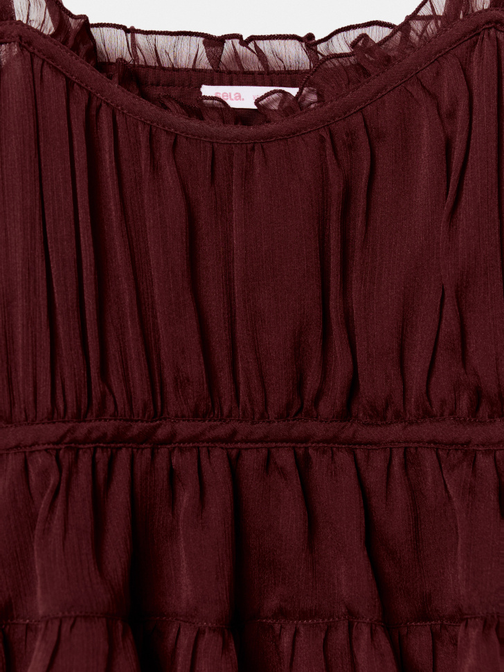 топ из шифона с оборкой из линейки  young от бренда sela вид слева