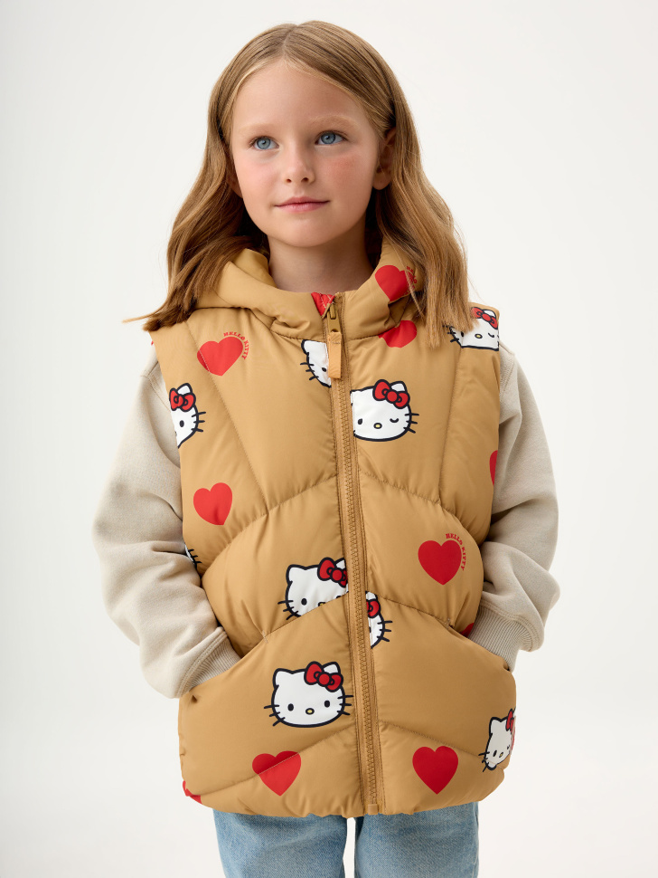 

Стеганый жилет с принтом Hello Kitty для девочек