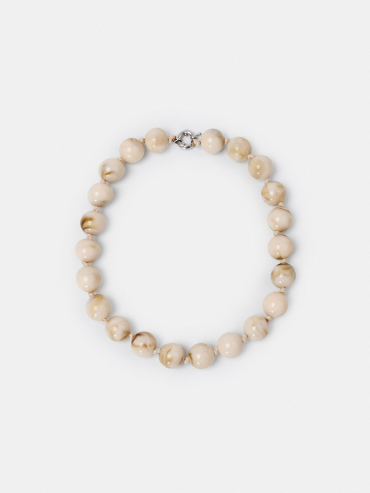 Колье Sela из бусин под камень, бежевый, арт. 55412