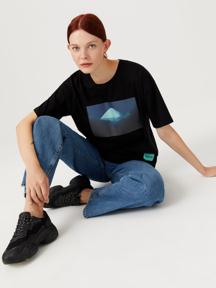 

Футболка оверсайз с принтом из коллекции «Третьяковская галерея», Черный