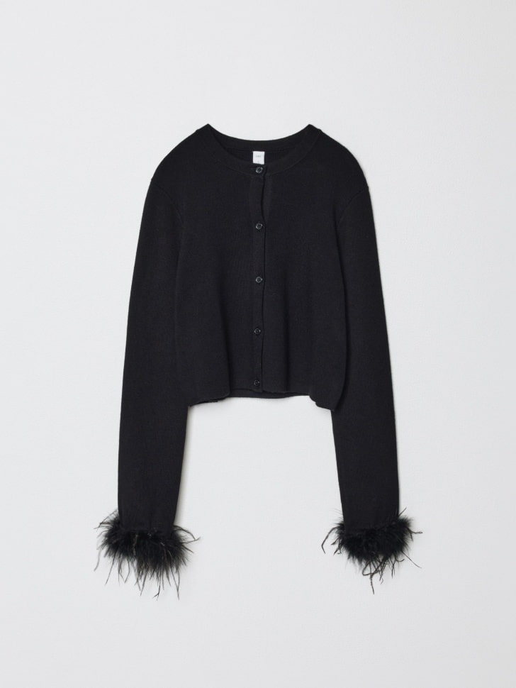 вязаный кардиган с перьями для девочек 4610517110022 с промокодом