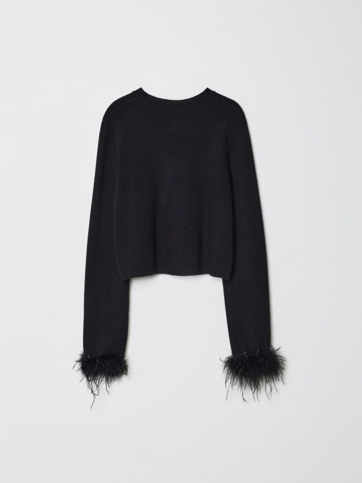 вязаный кардиган с перьями для девочек 4610517110022 купить с доставкой