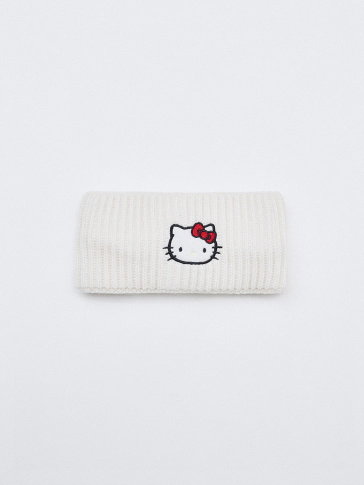 

Вязаная повязка на голову с вышивкой Hello Kitty для девочек
