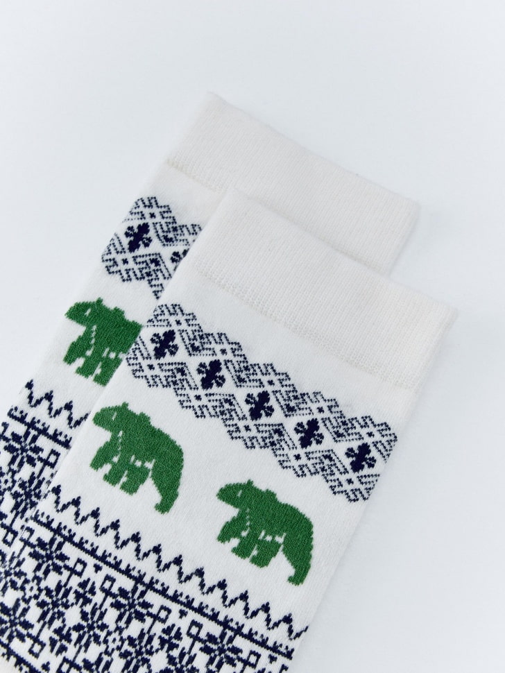 длинные вязаные носки новогодние 4610517194169 по акции