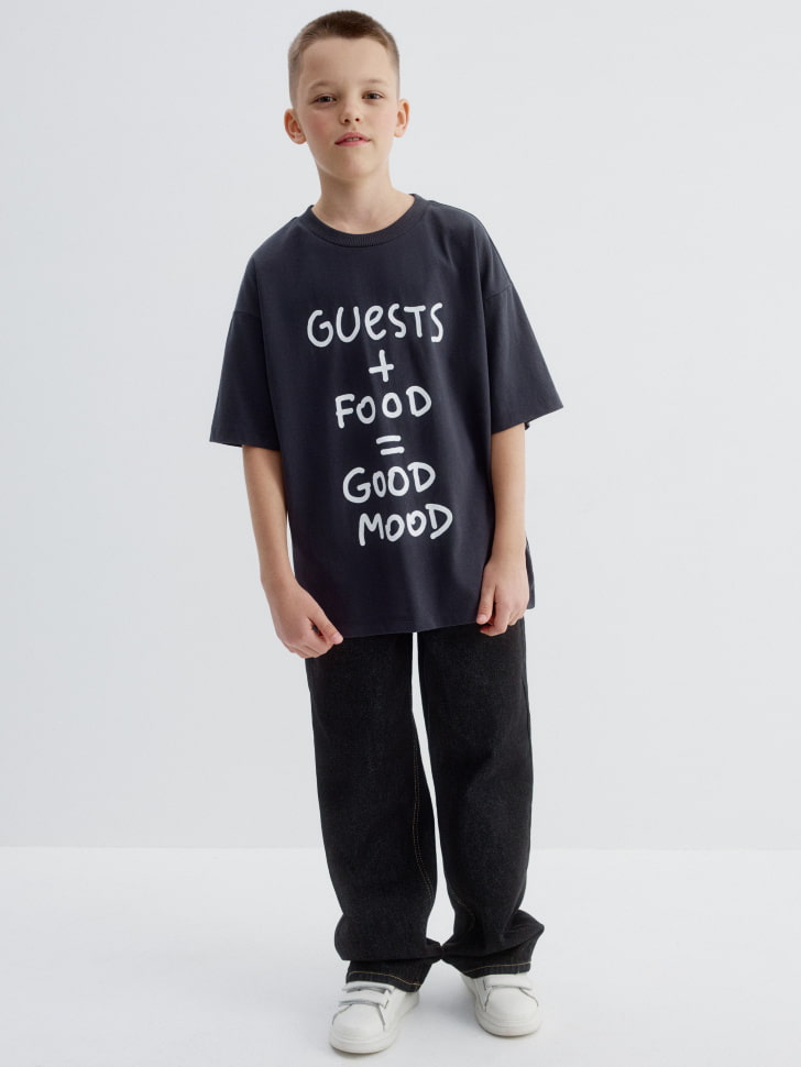 футболка оверсайз с новогодним принтом для мальчиков 4610517082657 по акции