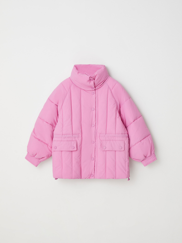 Оверсайз куртка с высоким воротником для девочек (розовый, 140/ 10-11 YEARS) от Sela