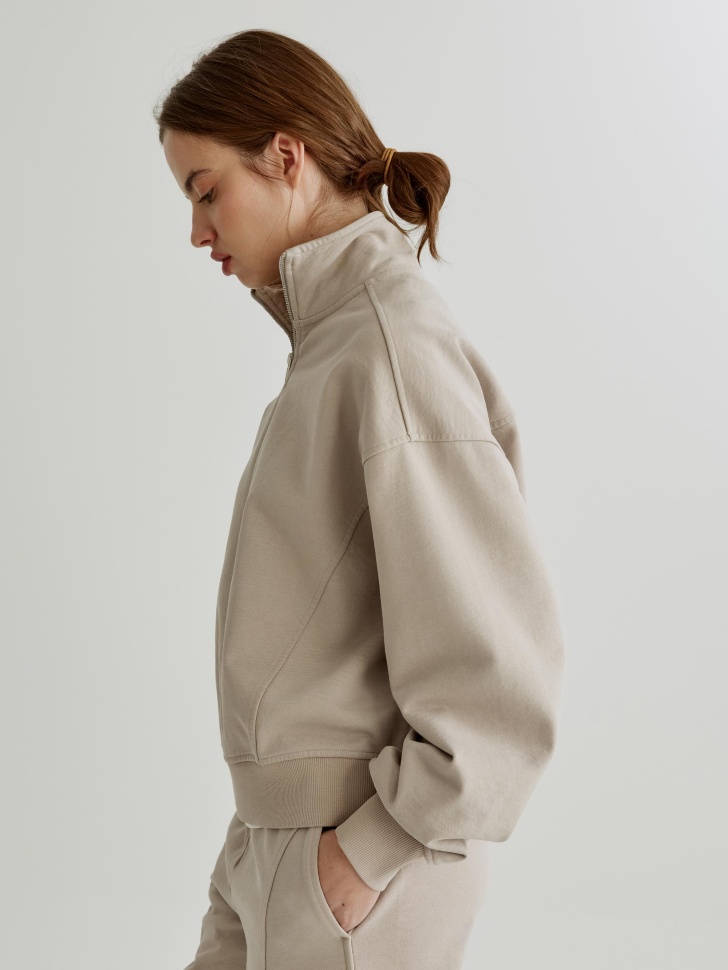 свитшот с высоким воротником на молнии из россии вид сбоку