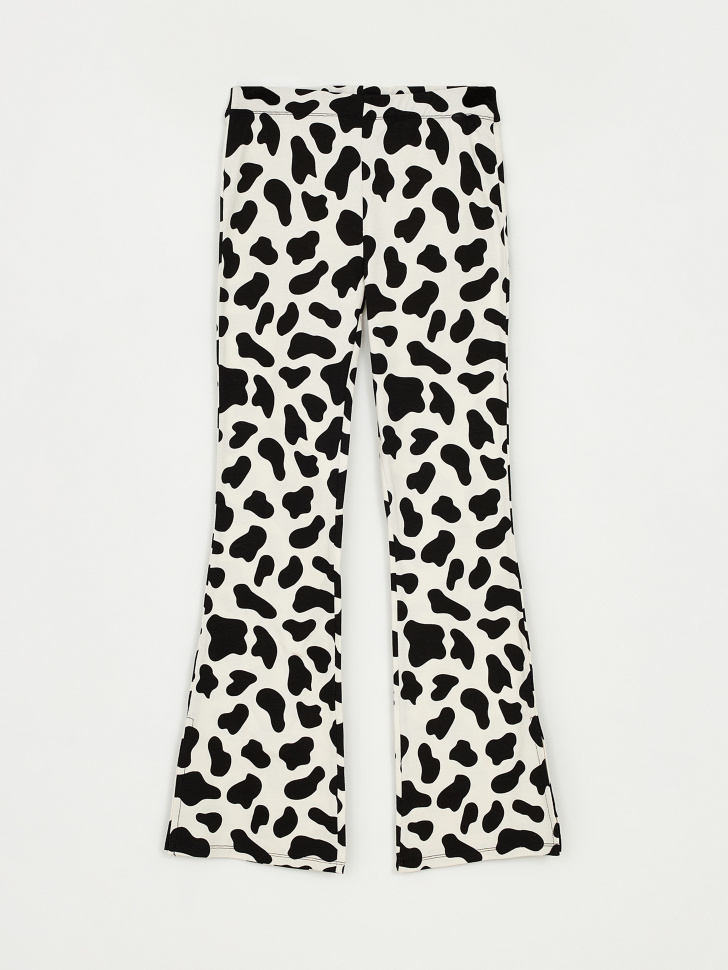Трикотажные брюки клеш с разрезами для девочек (черный, 152)