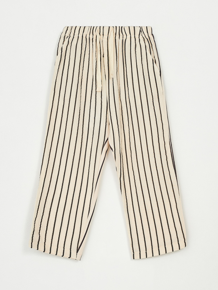 Комбинированные брюки из муслина детские (черный, 104)