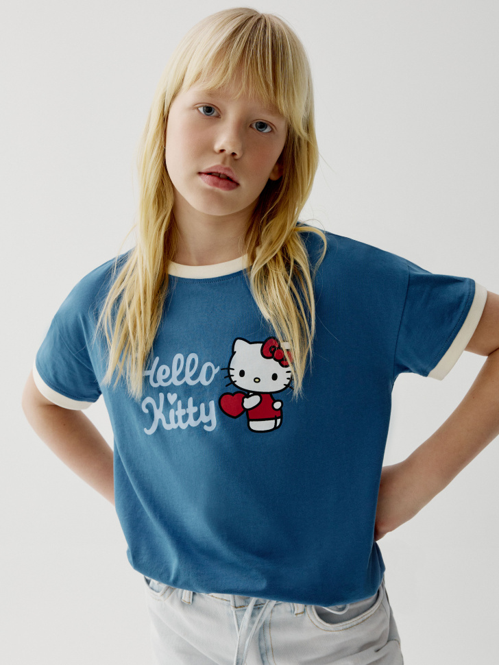 

Футболка с принтом Hello Kitty для девочек, SL6804050229