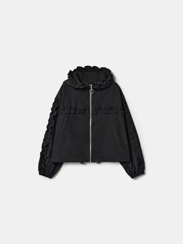 Куртка SELA укороченная с оборками для девочек, черный, арт. 42208