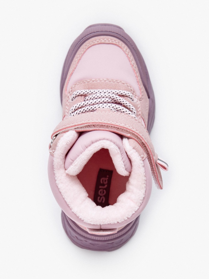 комбинированные ботинки для девочек от бренда sela вид слева