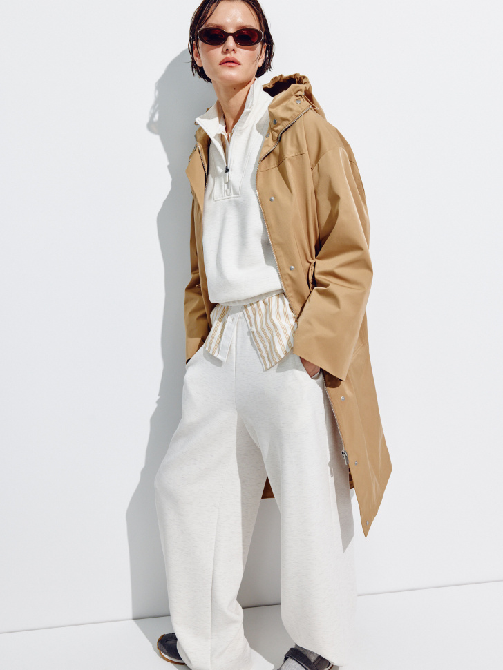 модаловые брюки с регулируемыми затяжками по низу универсального стиля с лицевой стороны