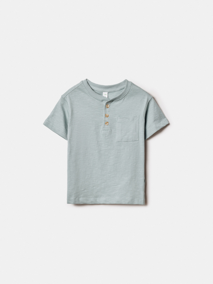 Футболка SELA на пуговицах, голубой, арт. 52366