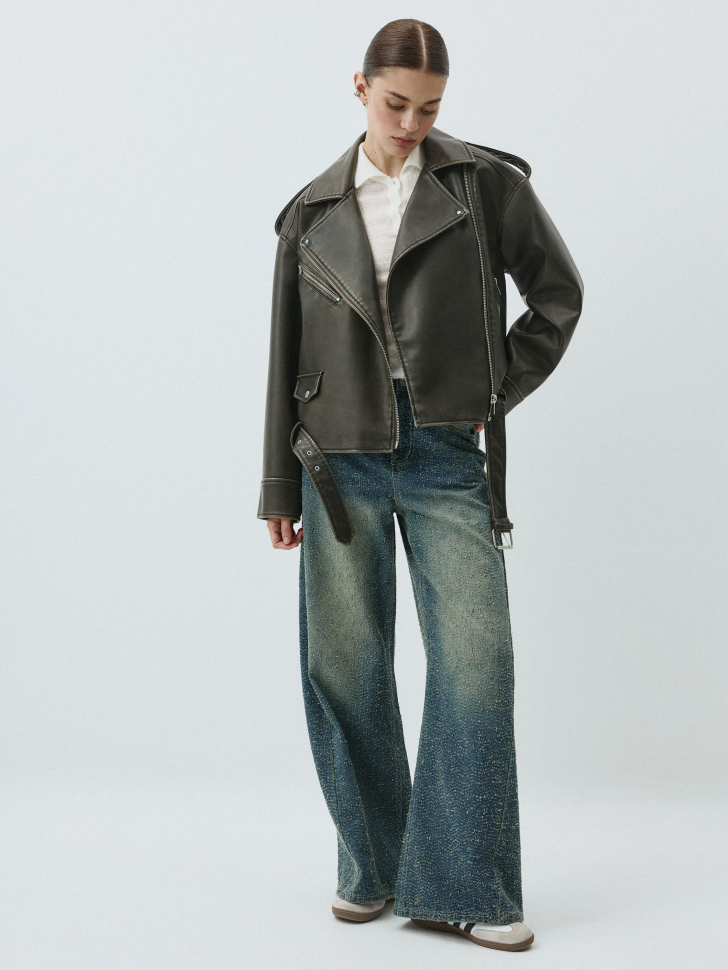 

Джинсы Wide leg с потертостями