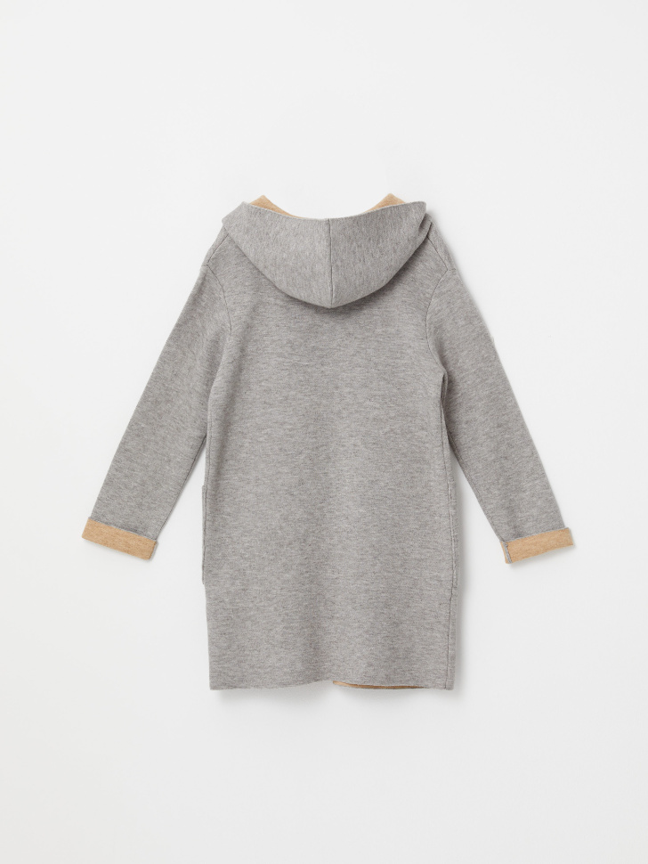 Вязаное пальто с капюшоном для девочек (серый, 146/ 11-12 YEARS) от Sela