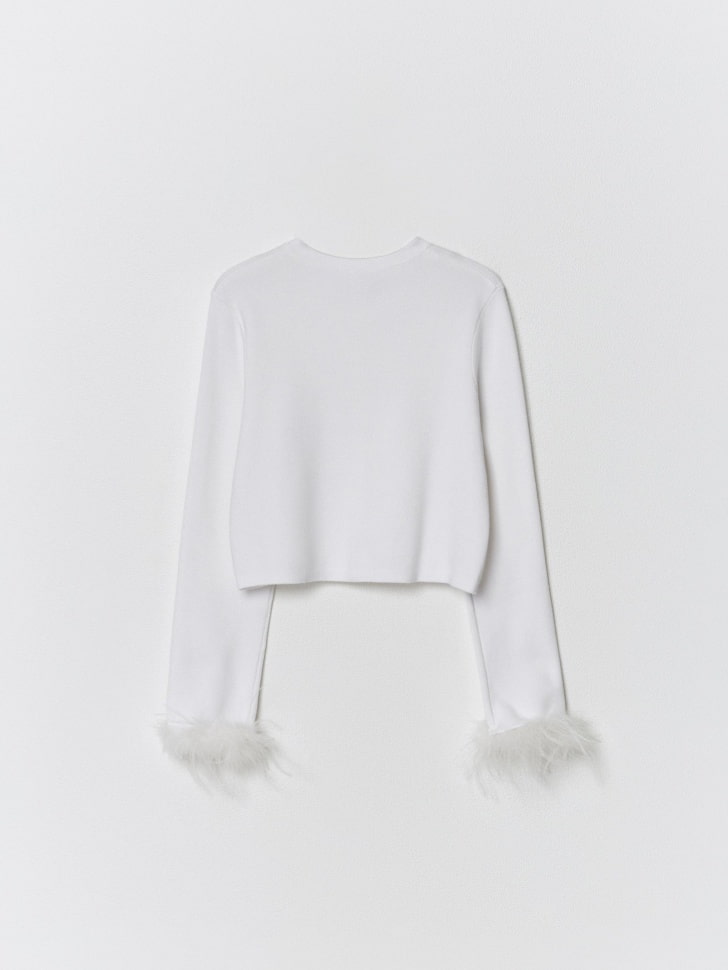 вязаный кардиган с перьями для девочек 4610517109965 со скидкой