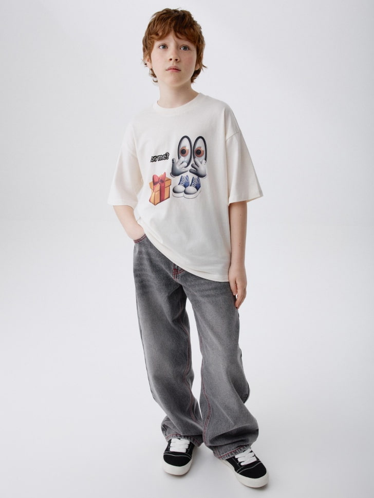 футболка оверсайз с новогодним принтом для мальчиков 4680798757766 по акции