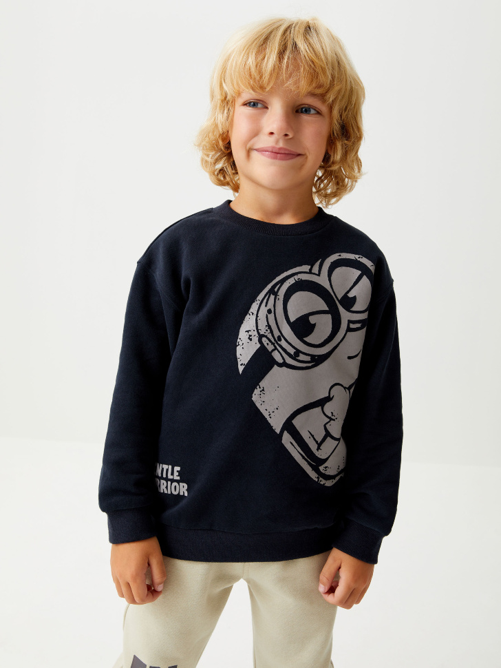 

Трикотажный свитшот с принтом Миньоны для мальчиков, Черный