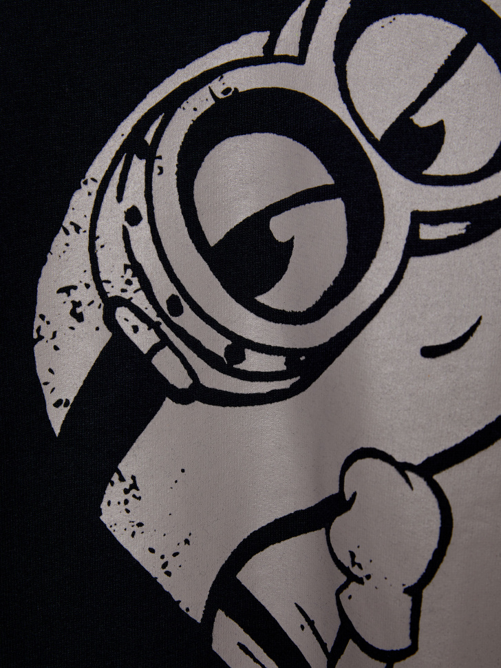 Трикотажный свитшот с принтом Миньоны для мальчиков (черный, 110/ 5-6 YEARS) sela 4680129138622 - фото 3