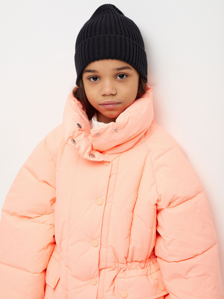 Оверсайз куртка с высоким воротником для девочек (оранжевый, 128/ 8-9 YEARS) от Sela