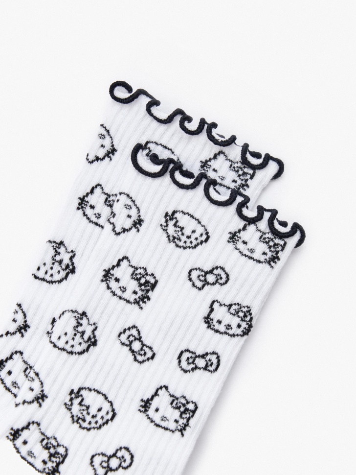 носки с жаккардовой вышивкой hello kitty от бренда sela вид слева