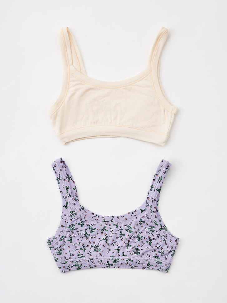 Набор топов из бамбука для девочек, 2 шт. (белый, 146-152)