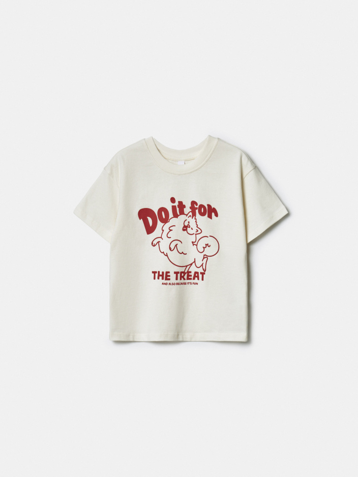 Футболка Sela для девочек с принтом, бежевый, арт. 43010