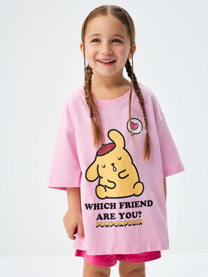 

Футболка оверсайз с принтом Hello Kitty and Friends для девочек