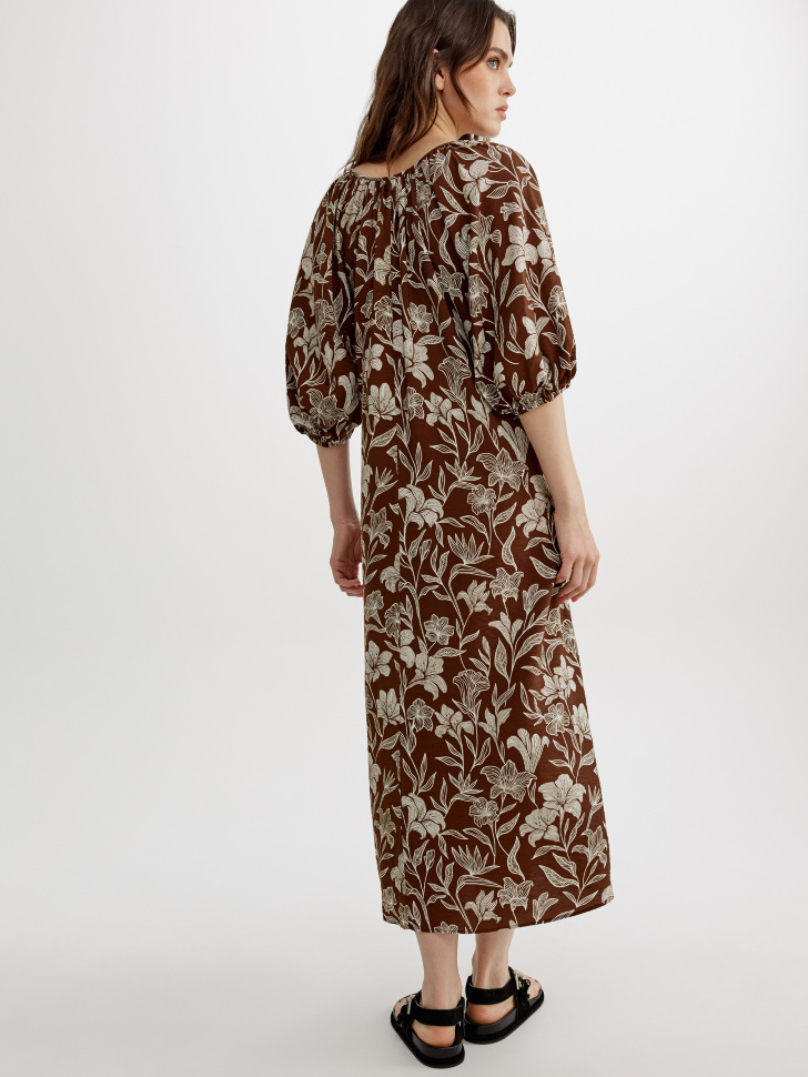 платье миди с объемными рукавами и поясом по цене 3999 руб вид справа