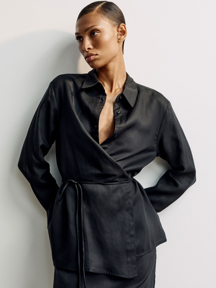 Рубашка с запахом из тенселя и льна премиум качества 5599₽