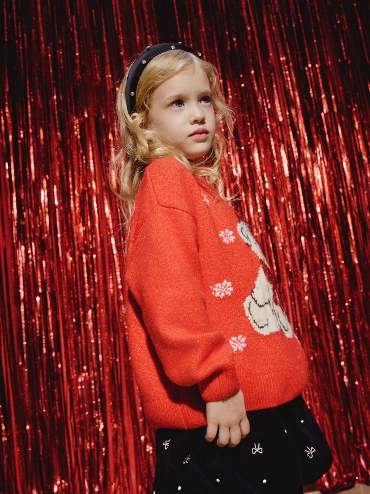 

Вязаный новогодний джемпер для девочек, SL5811040603