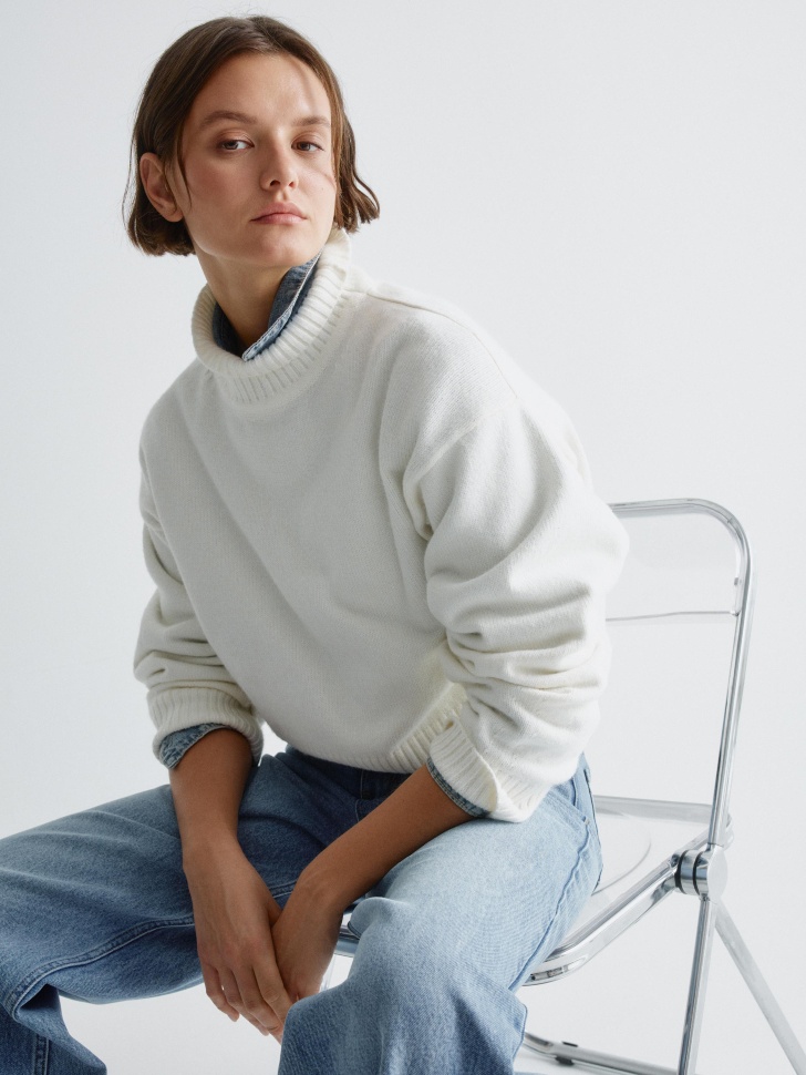 укороченный вязаный джемпер с содержанием шерсти 4610517268259 фотография