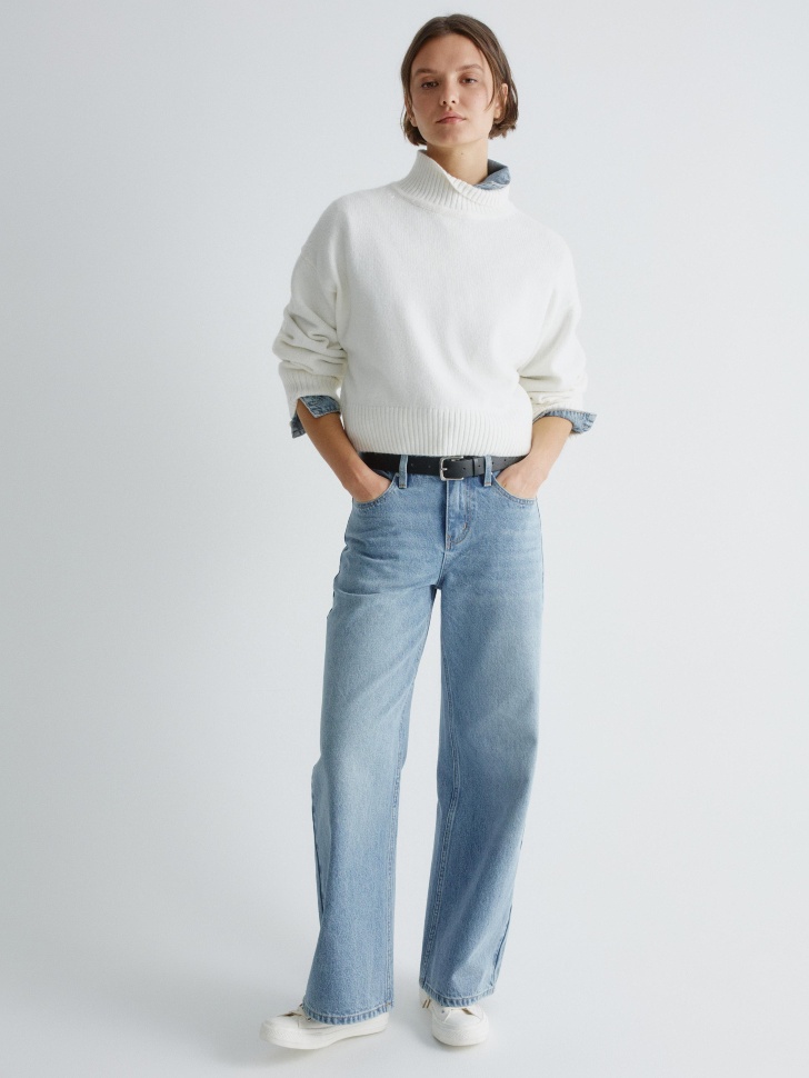 укороченный вязаный джемпер с содержанием шерсти 4610517268259 по акции