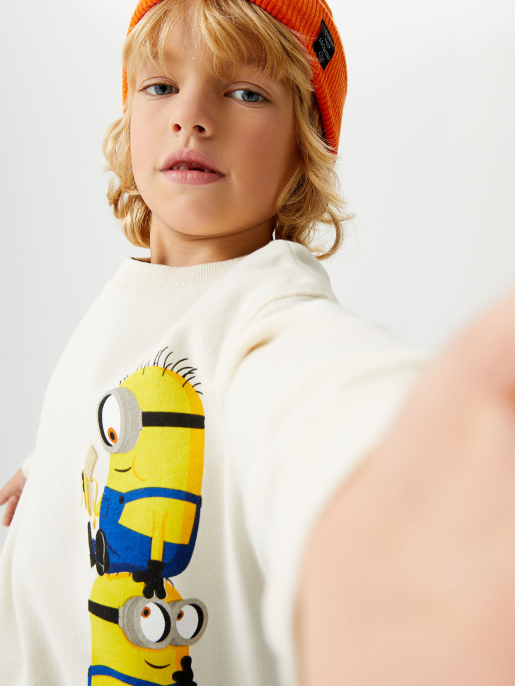 Трикотажный свитшот с принтом Миньоны для мальчиков (белый, 116/ 6-7 YEARS) sela 4680129138585 - фото 6