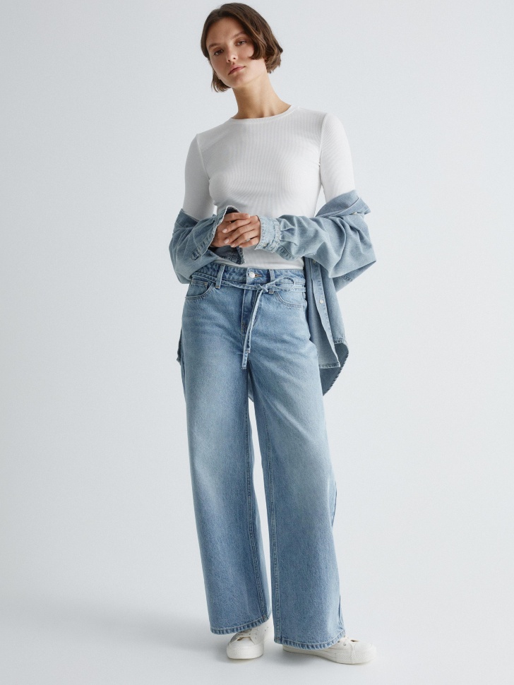 джинсы wide leg с поясом 4610517241641 фотография