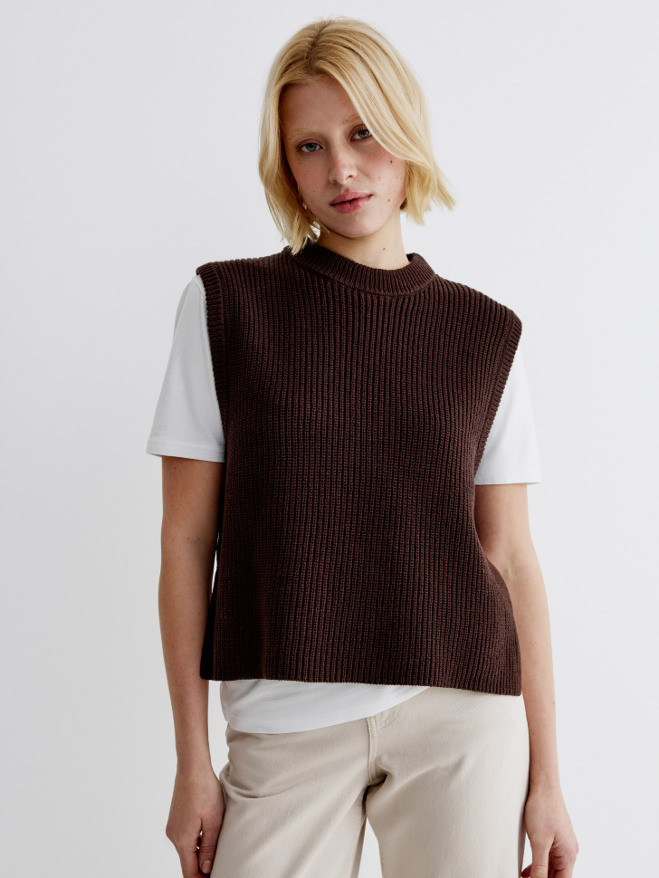 укороченный вязаный жилет 4610517393630 фотография