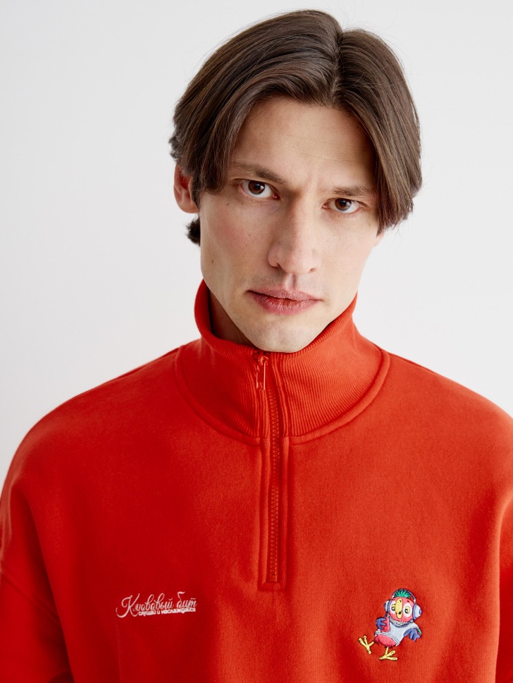 свитшот оверсайз с вышивкой  x союзмультфильм из хлопка спереди