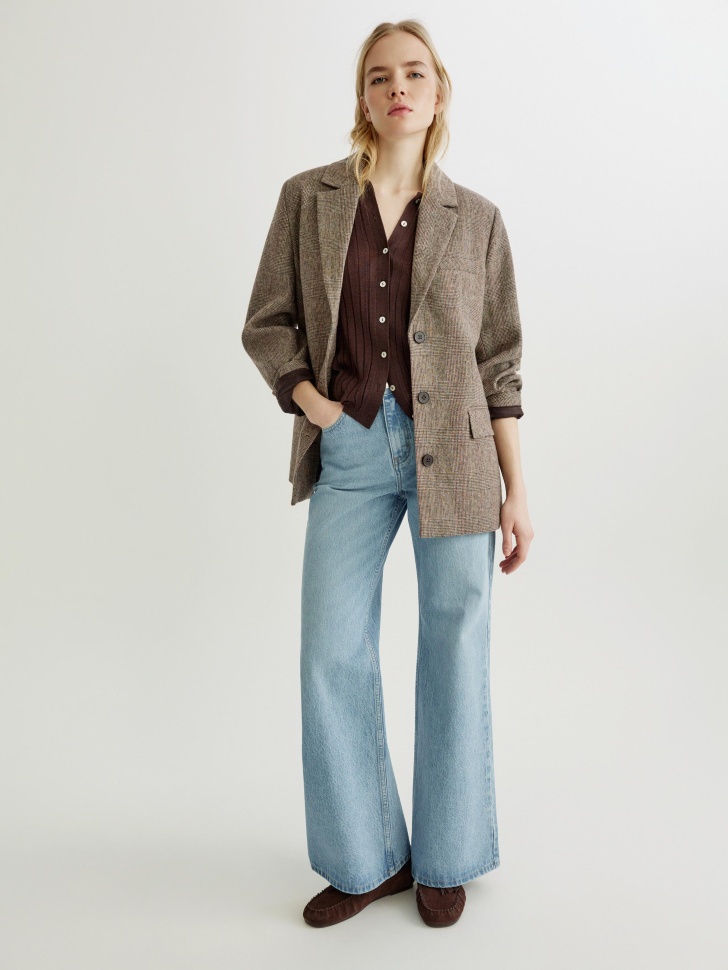 Джинсы клеш SELA со средней посадкой, голубой, арт. 42855