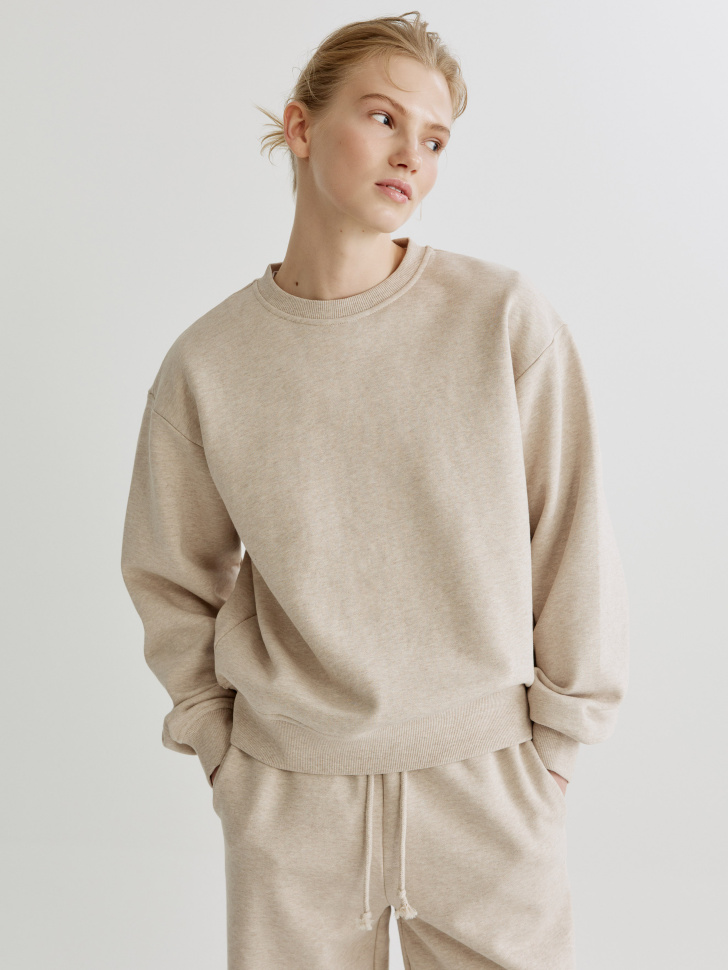 Свитшот SELA меланжевый, бежевый, арт. 41427