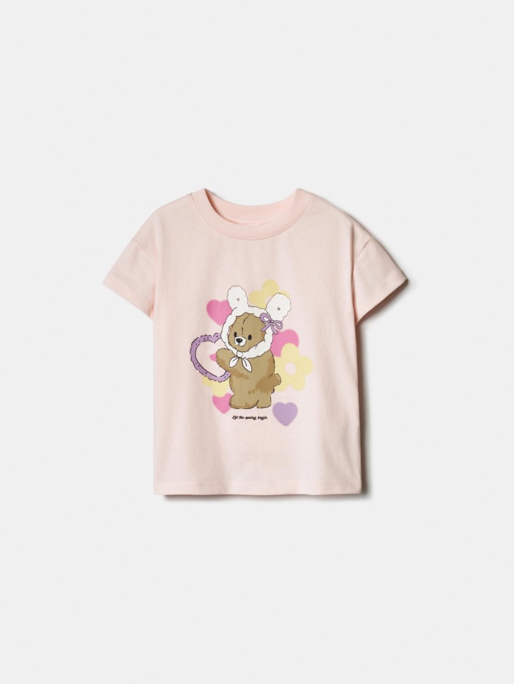 Футболка Sela с принтом для девочек, розовый, арт. 39098