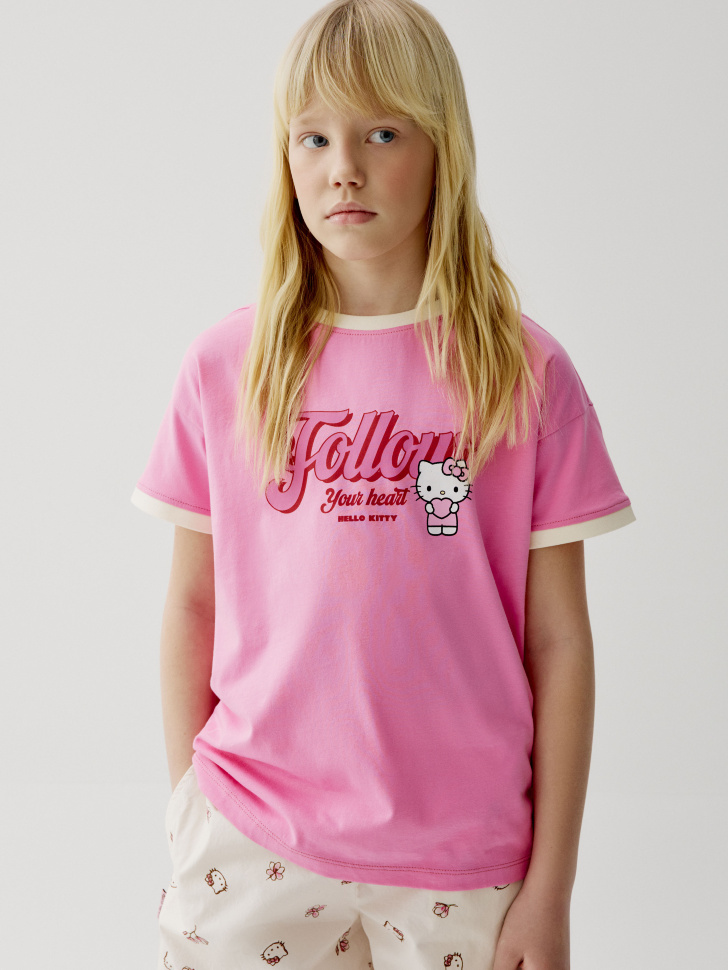 

Футболка с принтом Hello Kitty для девочек, SL6804050229