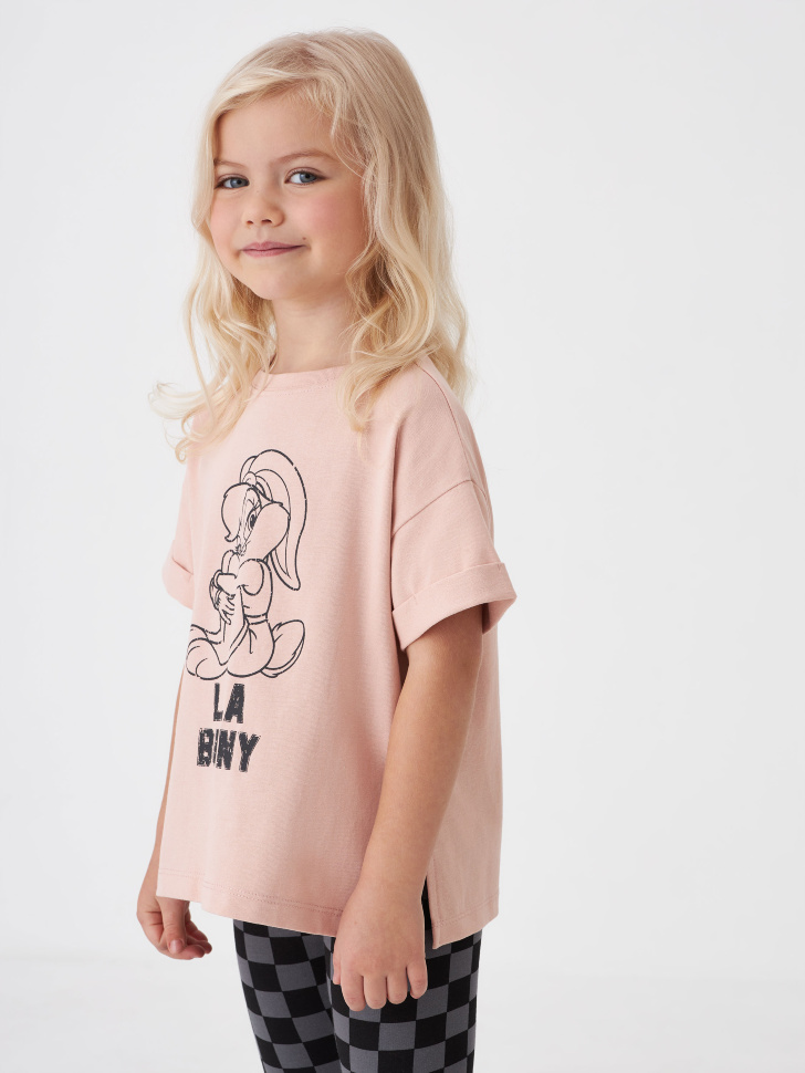 

Футболка оверсайз с принтом Looney Tunes для девочек, Розовый