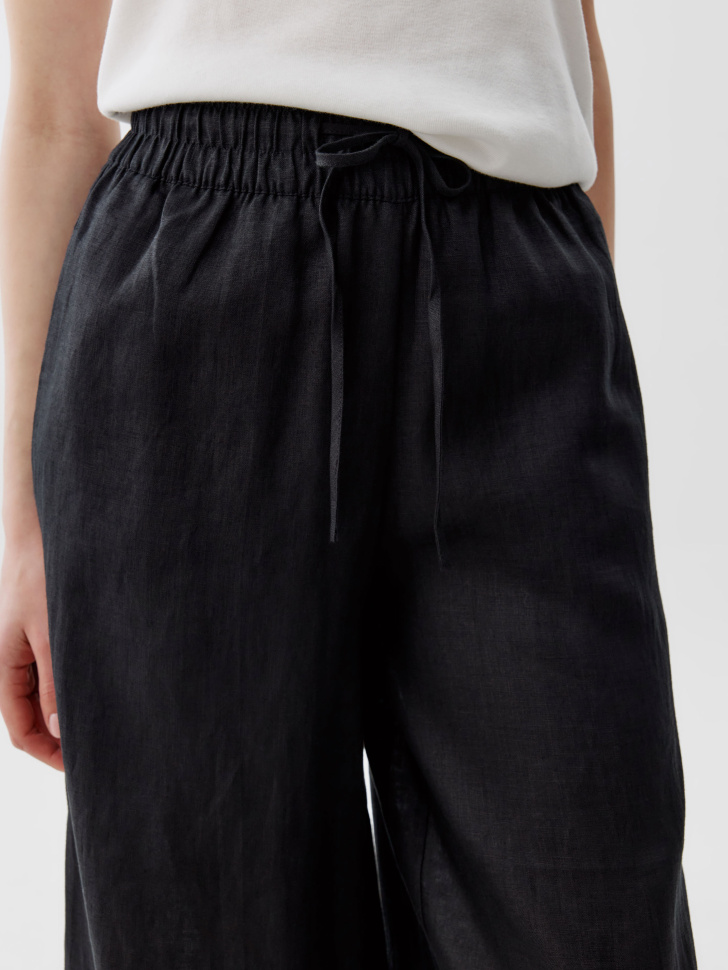 брюки кюлоты из льна из россии вид сбоку