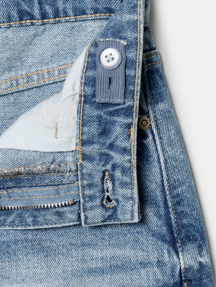 джинсовая юбка для девочек из джинсы и джинскота спереди