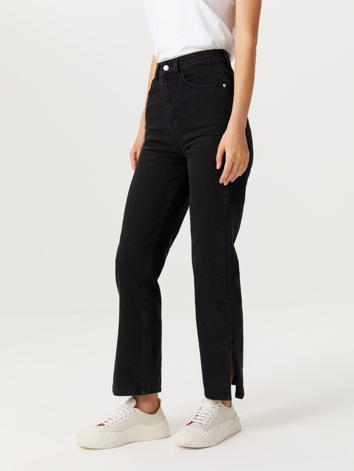 Прямые джинсы с разрезами (черный, M) от Sela