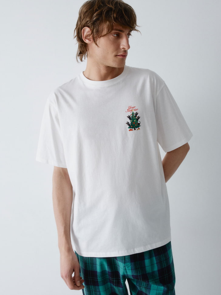 

Пижамная футболка с новогодним принтом, SL5811110204