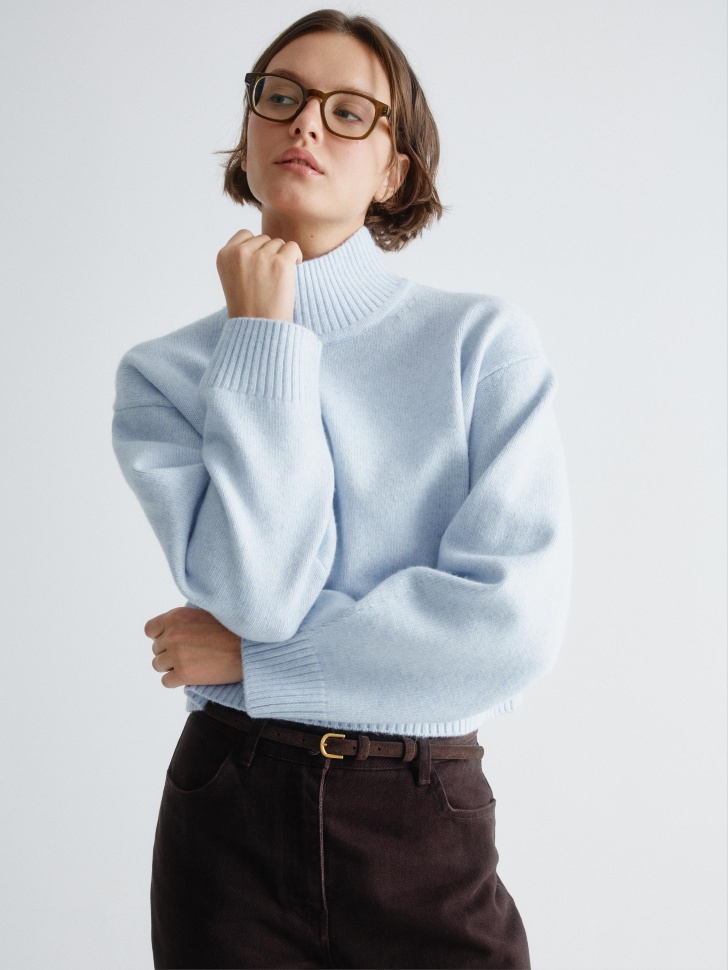 укороченный вязаный джемпер с содержанием шерсти 4610517268297 фотография