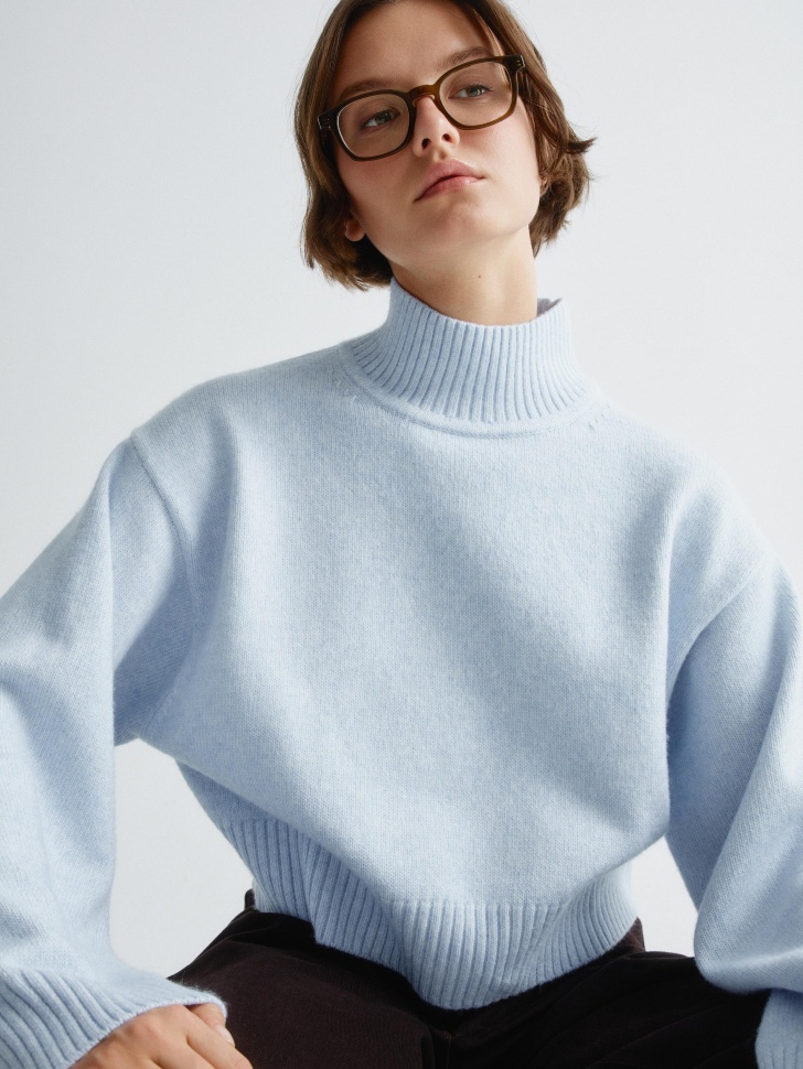 укороченный вязаный джемпер с содержанием шерсти 4610517268297 купить с доставкой