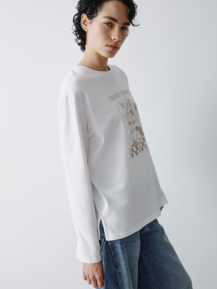 лонгслив оверсайз с принтом 4610517383105 купить с доставкой